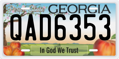 GA license plate QAD6353