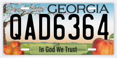 GA license plate QAD6364