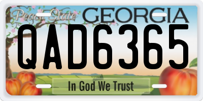 GA license plate QAD6365