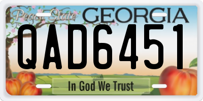 GA license plate QAD6451