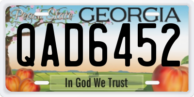 GA license plate QAD6452