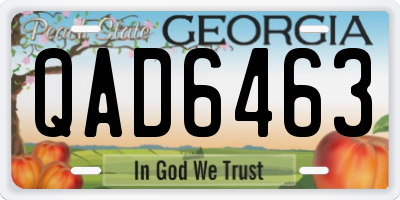 GA license plate QAD6463