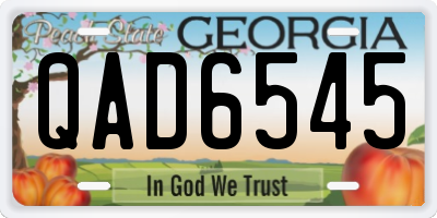 GA license plate QAD6545