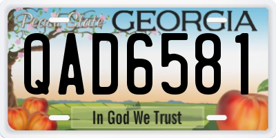 GA license plate QAD6581