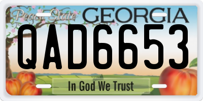 GA license plate QAD6653