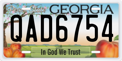 GA license plate QAD6754