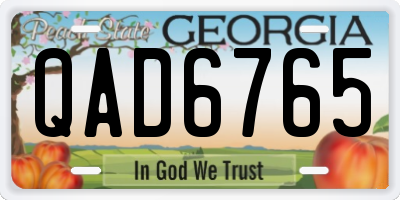 GA license plate QAD6765