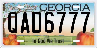 GA license plate QAD6777
