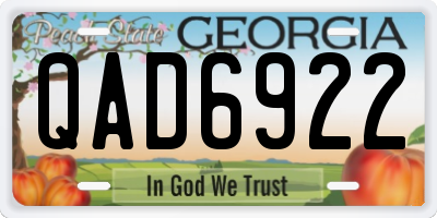 GA license plate QAD6922