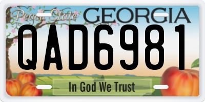 GA license plate QAD6981