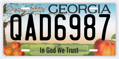 GA license plate QAD6987