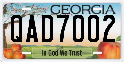 GA license plate QAD7002