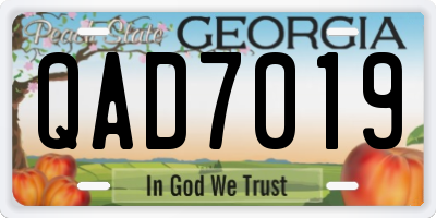 GA license plate QAD7019