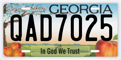 GA license plate QAD7025