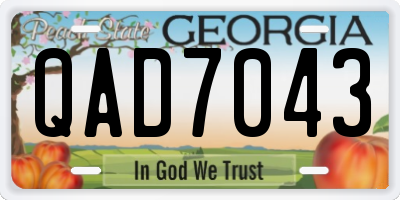 GA license plate QAD7043