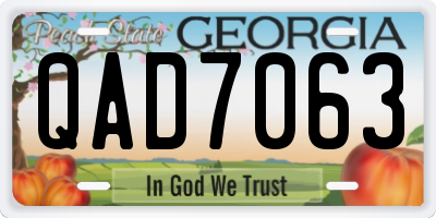 GA license plate QAD7063