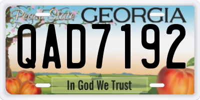 GA license plate QAD7192