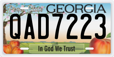 GA license plate QAD7223