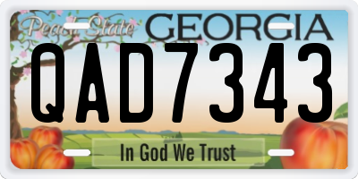 GA license plate QAD7343