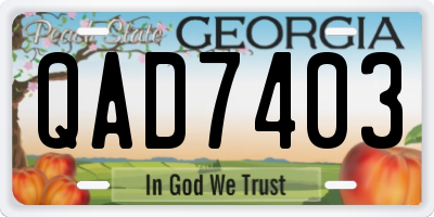 GA license plate QAD7403