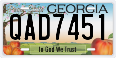 GA license plate QAD7451
