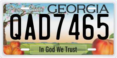 GA license plate QAD7465