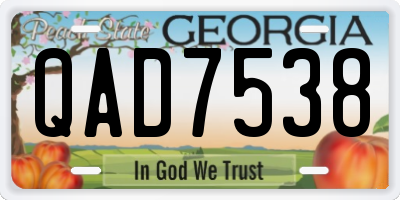 GA license plate QAD7538