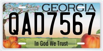 GA license plate QAD7567