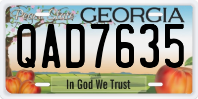GA license plate QAD7635