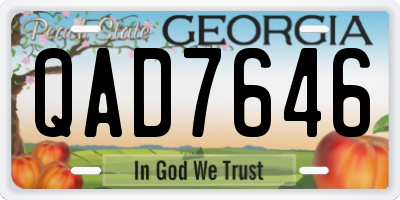 GA license plate QAD7646