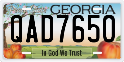 GA license plate QAD7650