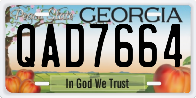 GA license plate QAD7664
