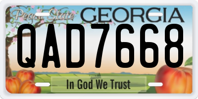 GA license plate QAD7668