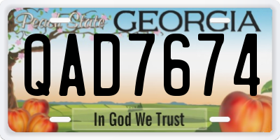 GA license plate QAD7674