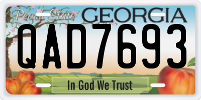 GA license plate QAD7693