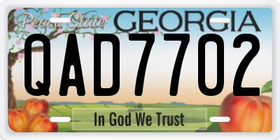 GA license plate QAD7702