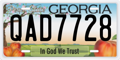 GA license plate QAD7728
