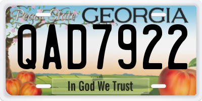 GA license plate QAD7922