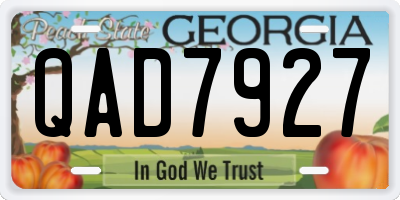GA license plate QAD7927