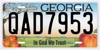 GA license plate QAD7953