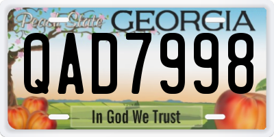 GA license plate QAD7998