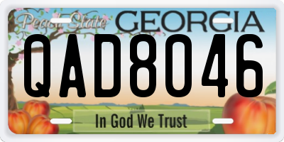 GA license plate QAD8046