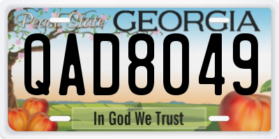 GA license plate QAD8049
