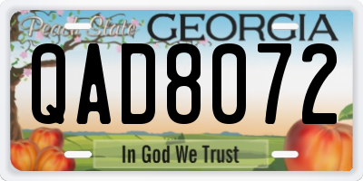 GA license plate QAD8072