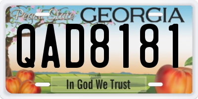 GA license plate QAD8181