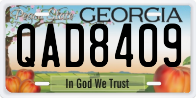 GA license plate QAD8409