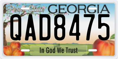 GA license plate QAD8475