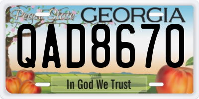 GA license plate QAD8670