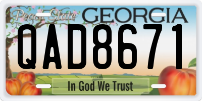 GA license plate QAD8671
