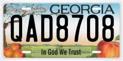 GA license plate QAD8708